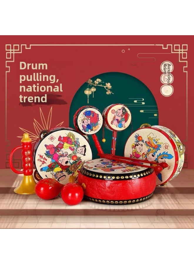 Baby Infant Newborn Toys Auspicious Traditional Rattle 0-3 Years Old Traditional Educational Hand Enlightenment Toys-Color:Auspicious Six-piece Set - Image 2