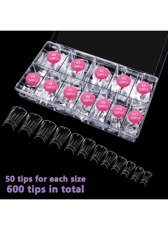 Laza 600pcs Medium Length Duck Nail Tips 12 Sizes Box-packed Clear Duck Nails Half Cover Wide Nail Tips French False Nail Tips for Acrylic Nails Extension Tips - 28MM - Image 4