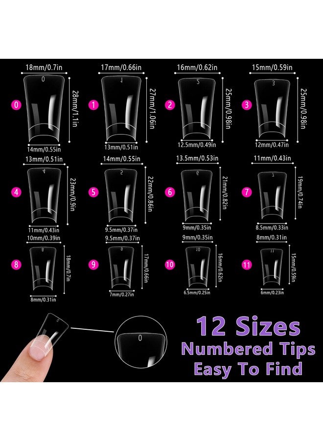 Laza 600pcs Medium Length Duck Nail Tips 12 Sizes Box-packed Clear Duck Nails Half Cover Wide Nail Tips French False Nail Tips for Acrylic Nails Extension Tips - 28MM - Image 3