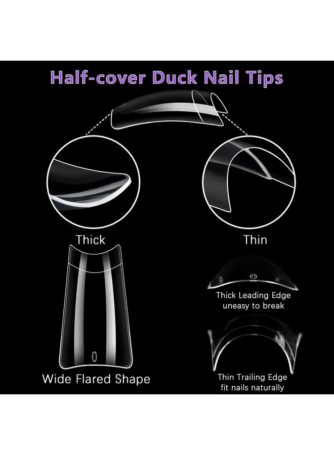 Laza 600pcs Medium Length Duck Nail Tips 12 Sizes Box-packed Clear Duck Nails Half Cover Wide Nail Tips French False Nail Tips for Acrylic Nails Extension Tips - 28MM - Image 5
