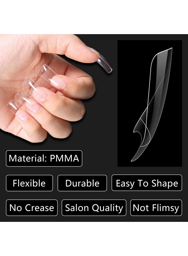 Laza 600pcs Medium Length Duck Nail Tips 12 Sizes Box-packed Clear Duck Nails Half Cover Wide Nail Tips French False Nail Tips for Acrylic Nails Extension Tips - 28MM - Image 2