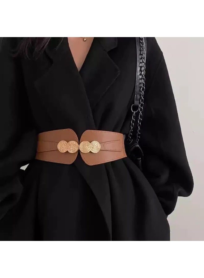 Ladies' elastic waistband, versatile leather belt - Image 1