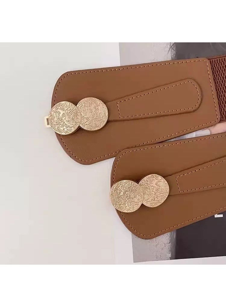 Ladies' elastic waistband, versatile leather belt - Image 3
