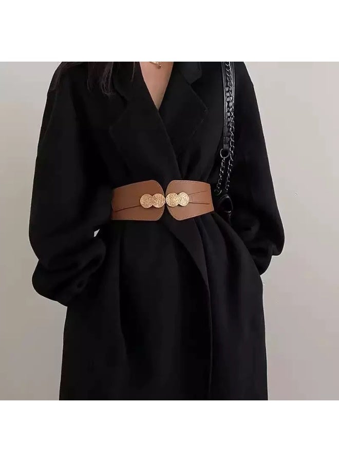 Ladies' elastic waistband, versatile leather belt - Image 2