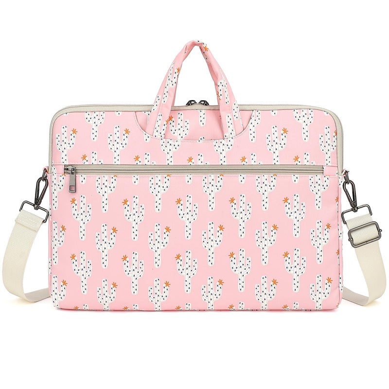 DACHEE Laptop Shoulder Bag for 15 Inch/15.6 Inch Macbook Pro (Pink cactus(07), 15 inch/15.6 inch) - Image 5