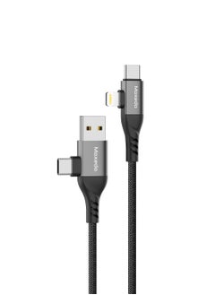 Moxedo Moxedo 4 in 1 Charging Cable PD 3.0 60W 100 cm Nylon Braided Cable Multi-Functional Fast Charging Cable Compatible with All Type-C Android SmartPhone and Lightning Device 