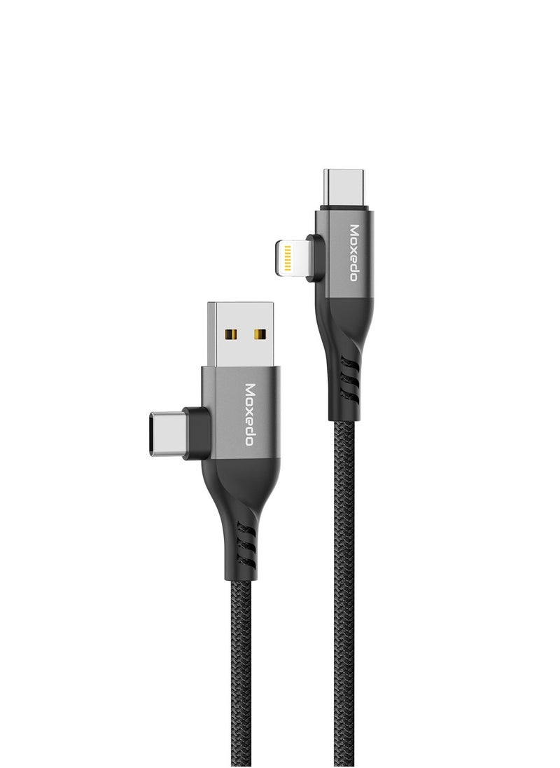 Moxedo - Moxedo 4 in 1 Charging Cable PD 3.0 60W 100 cm Nylon Braided Cable Multi-Functional Fast Charging Cable Compatible with All Type-C Android SmartPhone and Lightning Device - Image 1