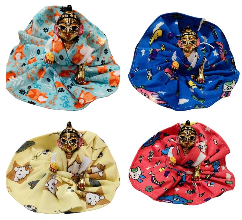 Partish Laddu Gopal Winter Dress | Ladoo Gopal Dress | Kanha Ji Vastra | Gopal Ji Poshak | Thankur Ji Size 0 1 2 3 4 5 6 (Size 4, Pack of 4, Velvet) - Image 1