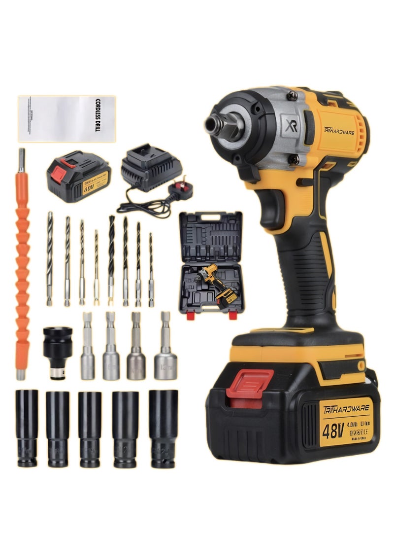 TriThardware 48V MAX Cordless Impact Wrench Kit, 48V MAX, 350N.m Brushless 1/2 inch, 2800RPM High Torque, Includes 2pcs Batteries, Charger and Kit Bag - Image 1