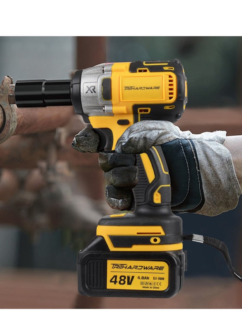 TriThardware 48V MAX Cordless Impact Wrench Kit, 48V MAX, 350N.m Brushless 1/2 inch, 2800RPM High Torque, Includes 2pcs Batteries, Charger and Kit Bag - Image 4