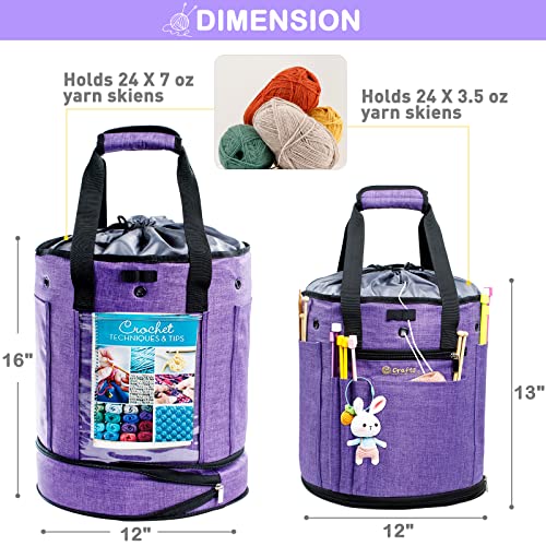 MYBAGZING Expandable Crochet Bag - Yarn Storage Organizer, Knitting Bag, Tote, Holder, Accessories, Drawstring Closure - Image 4