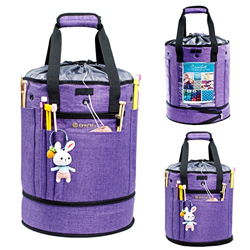MYBAGZING Expandable Crochet Bag - Yarn Storage Organizer, Knitting Bag, Tote, Holder, Accessories, Drawstring Closure - Image 1
