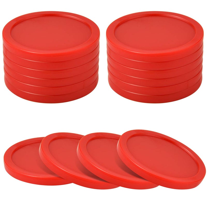 Coopay Coopay 12 Pieces Home Air Hockey Pucks 2.5 Inch Heavy Replacement Pucks for Game Tables Equipment Accessories, 12 Grams (Red)  - Image 2