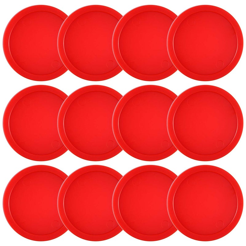 Coopay Coopay 12 Pieces Home Air Hockey Pucks 2.5 Inch Heavy Replacement Pucks for Game Tables Equipment Accessories, 12 Grams (Red)  - Image 1