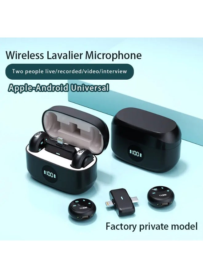Wireless Lavalier Microphone for iPhone/Android, K31 PRO Mini Mic with Noise Cancellation, 40H, 50M Range, 2in1 Clip&Magnetic Lapel Mic for Video Recording, Tiktok, Podcast, Streaming, Vlogging-Black