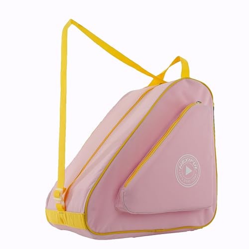 HEXIFUL Skate Bag for Ice, Inline, Roller & Quad Skates - Kids & Adults (Pink/Yellow) - Image 1