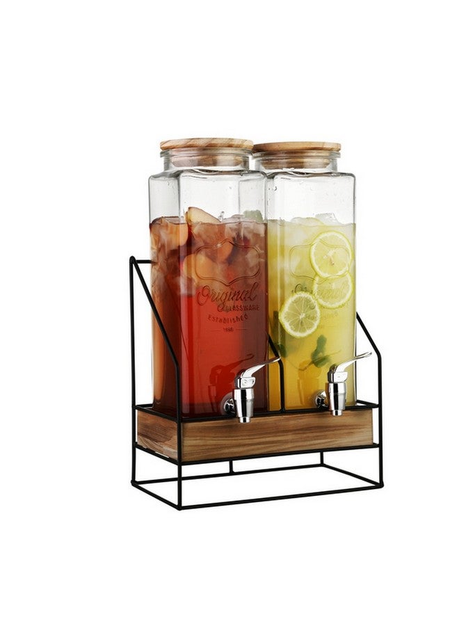 Bien Servi 2-Piece High Quality Glass Dispenser with Iron Stand Multicolor 2.3 L 238118C - Image 1