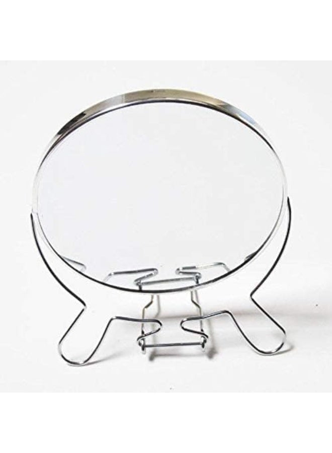 19cm Double-Sided Makeup Mirror with Metal Stand – Regular Mirror and 4X Magnifying Mirror – 360° Rotation – Round Tabletop Mirror for Skincare and Makeup - Image 3