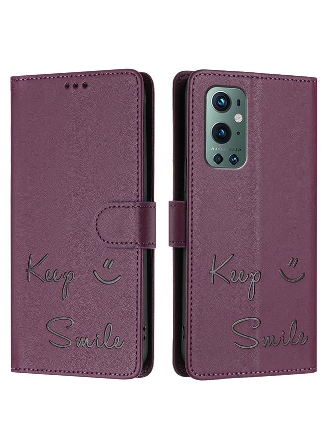 S-TOP Case For OnePlus 9 Pro Smile Embossing RFID Leather Phone Case - Image 3