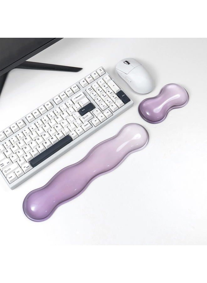 Sumgsn Ergonomic Gel Keyboard and Mouse Wrist Rest Set – Clear Wrist Rest for Computer Keyboard 60%/68%/75%, Comfort & Support for Typing and Gaming (Grey Purple) - Image 2
