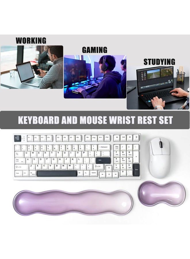 Sumgsn Ergonomic Gel Keyboard and Mouse Wrist Rest Set – Clear Wrist Rest for Computer Keyboard 60%/68%/75%, Comfort & Support for Typing and Gaming (Grey Purple) - Image 3