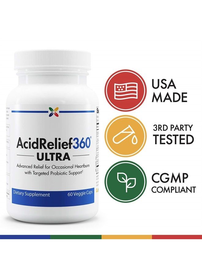 stop aging now AcidRelief360 ULTRA with GutGard and Probiotics - Advanced Relief for Occasional Heartburn with Targeted Probiotic Support - 60 Veggie Caps - Image 2