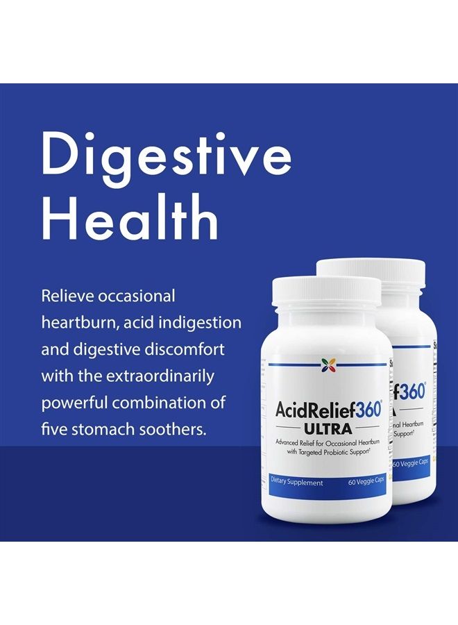 stop aging now AcidRelief360 ULTRA with GutGard and Probiotics - Advanced Relief for Occasional Heartburn with Targeted Probiotic Support - 60 Veggie Caps - Image 1