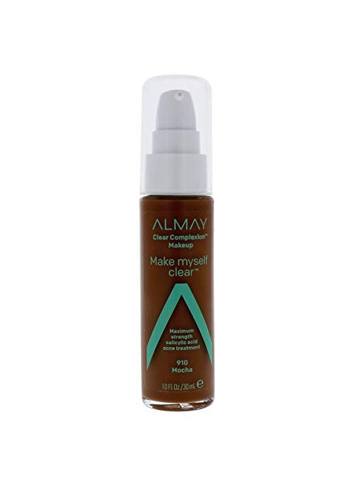 Almay Almay Clear Complexion Makeup Matte Finish Liquid Foundation with Salicylic Acid Hypoallergenic Cruelty Free Fragrance Free Dermatologist Tested 910 Mocha 10 oz 