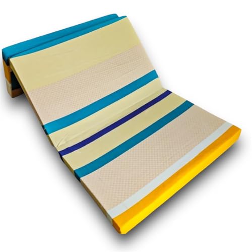 Deevine Craft 3 Fold 4 inch Thick 35X72 inch Tri Folding Medium Hard EPE Foam Floor Light Weight Foldable Movable Cot Mattress, Bed Mattress for Travel, Picnic, Yoga Mat Single Bed Beige Design - Image 3