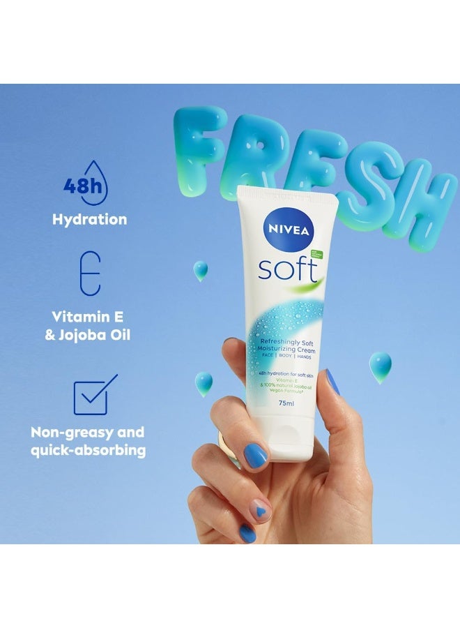 نيفيا كريم مرطب ومنعش للوجه والجسم واليدين بفيتامين E وزيت الجوجوبا 75 مل - Image 4