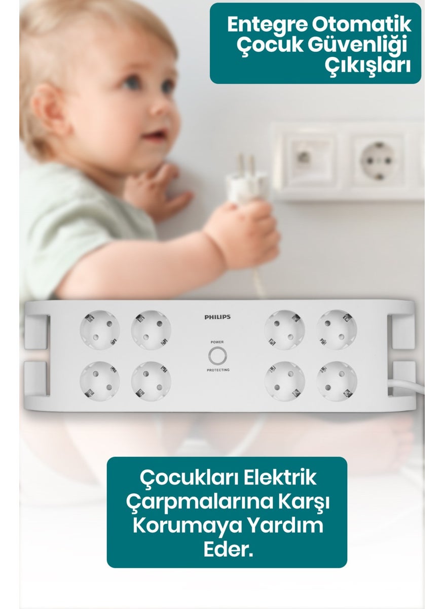 SPN3080B 2 Meter 8-Plug Surge Protected Socket