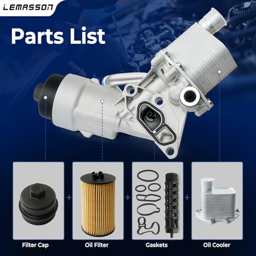LEMASSON Engine Oil Cooler Filter Housing Assembly Adapter with Insert, Gasket, Cap Compatible with 2011-2021 Chevy Cruze Sonic Trax, Buick Encore 1.4L Turbo Replace 918-428 55566784 55565388 88179-91400 - Image 4