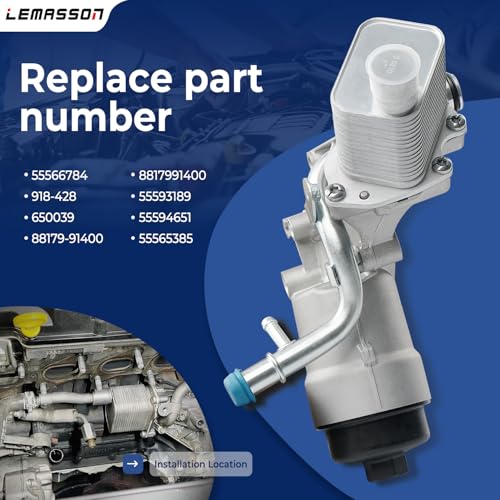 LEMASSON Engine Oil Cooler Filter Housing Assembly Adapter with Insert, Gasket, Cap Compatible with 2011-2021 Chevy Cruze Sonic Trax, Buick Encore 1.4L Turbo Replace 918-428 55566784 55565388 88179-91400 - Image 3