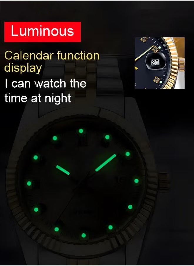 Stainless Steel Strap Couple Quartz Watch Set, Analog Display Round Dial with Rhinestones Decoration, Luxurious Luminous Waterproof Calendar Watch Gift for Men Women - pzsku/Z38828E762AE0880000E8Z/45/_/1716879575/87581da8-52d4-45d1-8c1a-b099b486d7db