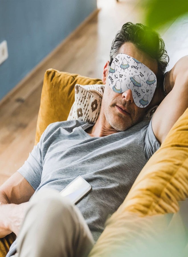 Jenna Unisex Printed Comfortable Sleeping Relief Eye Mask With Adjustable Strap & Blindfold With Gel (White) - Image 2