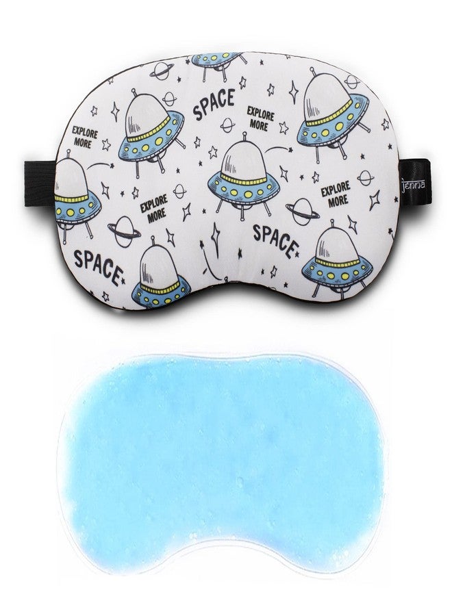 Jenna Unisex Printed Comfortable Sleeping Relief Eye Mask With Adjustable Strap & Blindfold With Gel (White) - Image 1