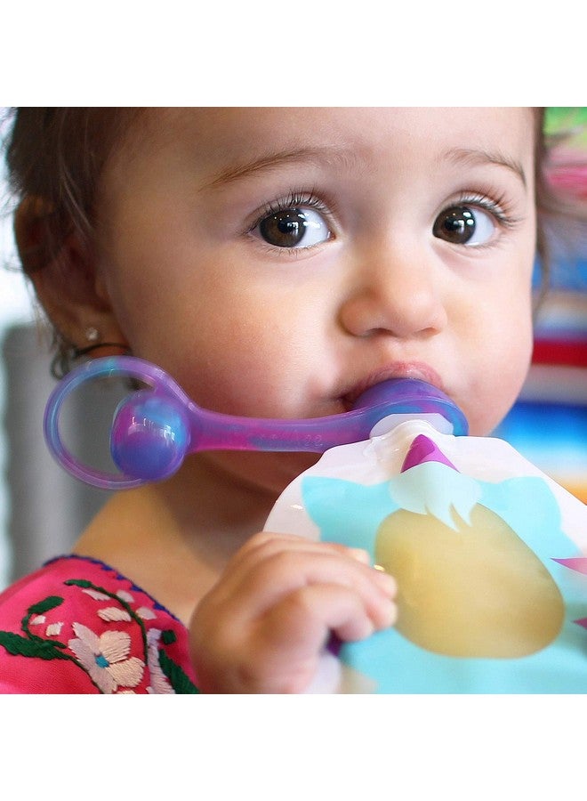 ChooMee Reusable Baby Food Pouch Starter Set Snakpack 4 Ct 5 Oz Includes Softsip Pouch Tops 2Ct Green Purple  - Image 2