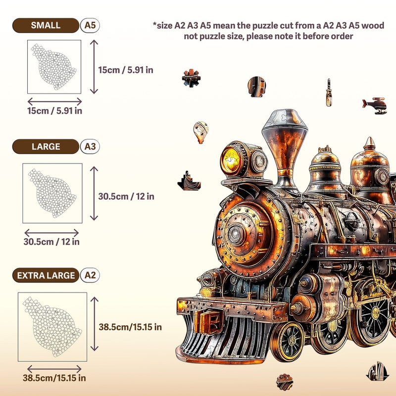 Wooden Puzzle Steampunk Train Jigsaw 210pcs 150pcs 40pcs Artistic Painted Intricate Patterns Improve Concentration Gift for Kids 3 Plus Years - Image 3