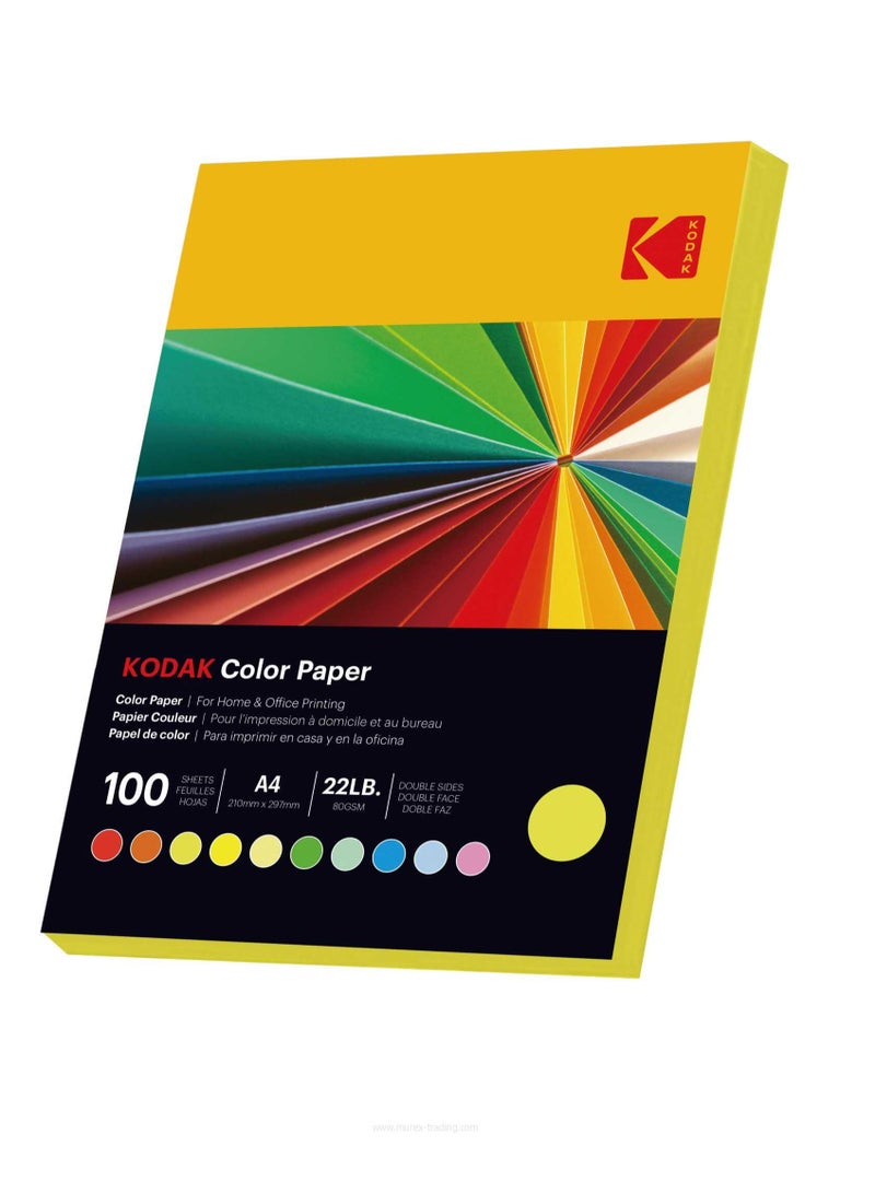 Kodak Color Paper Double Sides A4 (210x297mm) 100 Sheets 80 GSM EARTH YELLOW - Image 1