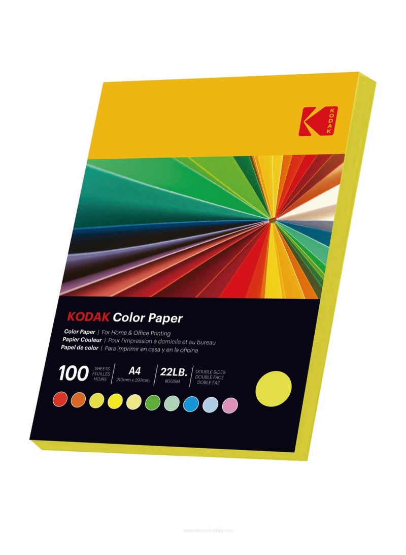 Kodak Color Paper Double Sides A4 (210x297mm) 100 Sheets 80 GSM EARTH YELLOW - Image 2