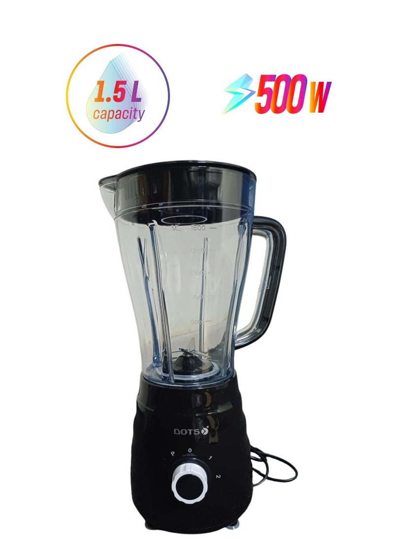 دوتس خلاط كهربائي  2  في 1  ماركة دوتس   1.5 لتر 500 واط دورق شفاف ومطحنة BLD-6003 - Image 1