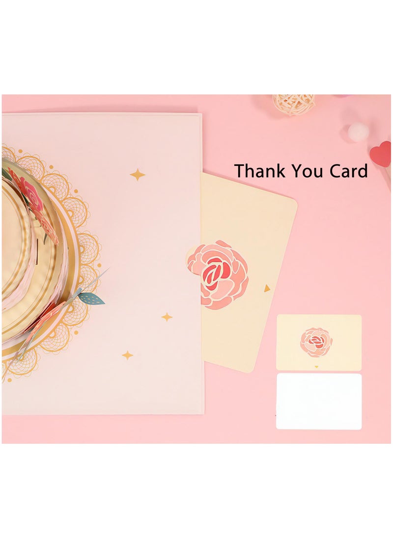 LKTOCAFT - Fancy Elegant Design 3D Pop-Up Card, Greeting Card for Birthday, Sturdy and Solid Cardstock Gift Card with Envelope and Thank You Card - Image 1