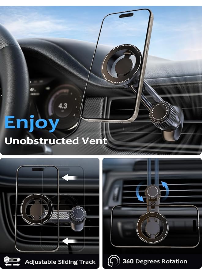 Excefore Magnetic Car Phone Holder With Strong Magnetic Force And 360 Degree Rotation For Easy Installation Compatible With Magsafe Iphone And Android Phones - Image 5