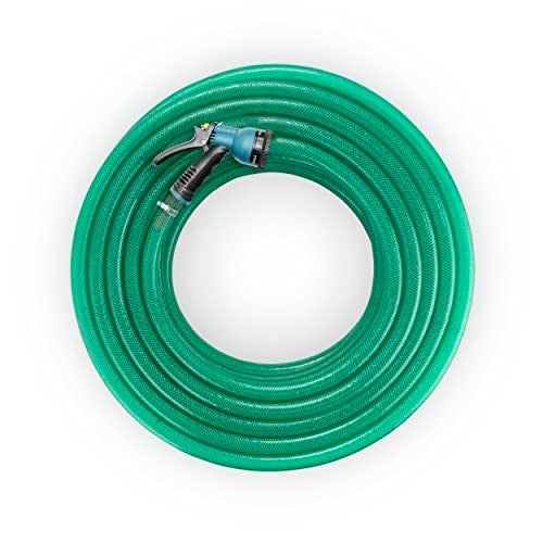 Garbnoire 15 Meter 0.5 inch PVC Heavy Duty Braided Green Garden Pipe | Lightweight, Durable & Flexible Garden Hose with Garden Accessories Like Hose Connector, Clamps & Water Gun (15M (49.2 Feet)) - Image 3