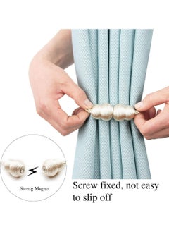 YOUGE Magnetic Curtain Tiebacks 2 Pack Rope Decorative Curtain Tie Backs Elegant Curtain Holders for Drapes Outdoor Window Treatment Holdbacks, Beige  - Image 3