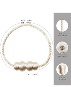 YOUGE Magnetic Curtain Tiebacks 2 Pack Rope Decorative Curtain Tie Backs Elegant Curtain Holders for Drapes Outdoor Window Treatment Holdbacks, Beige  - Image 2