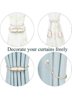 YOUGE Magnetic Curtain Tiebacks 2 Pack Rope Decorative Curtain Tie Backs Elegant Curtain Holders for Drapes Outdoor Window Treatment Holdbacks, Beige  - Image 4