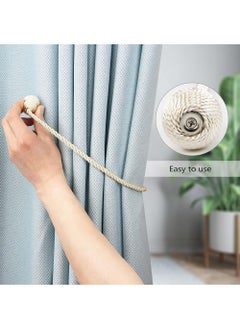YOUGE Magnetic Curtain Tiebacks 2 Pack Rope Decorative Curtain Tie Backs Elegant Curtain Holders for Drapes Outdoor Window Treatment Holdbacks, Beige  - Image 5