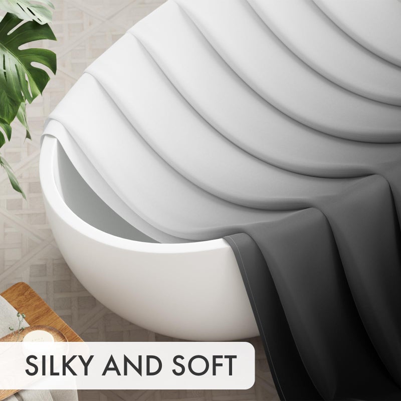 AmazerBath Shower Curtain, Ombre Black Fabric Shower Curtain Set with 12 Hooks, Farmhouse Cloth Black and White Shower Curtain, Washable Bathroom Shower Curtain Sets, 72x84 Inches - Image 2