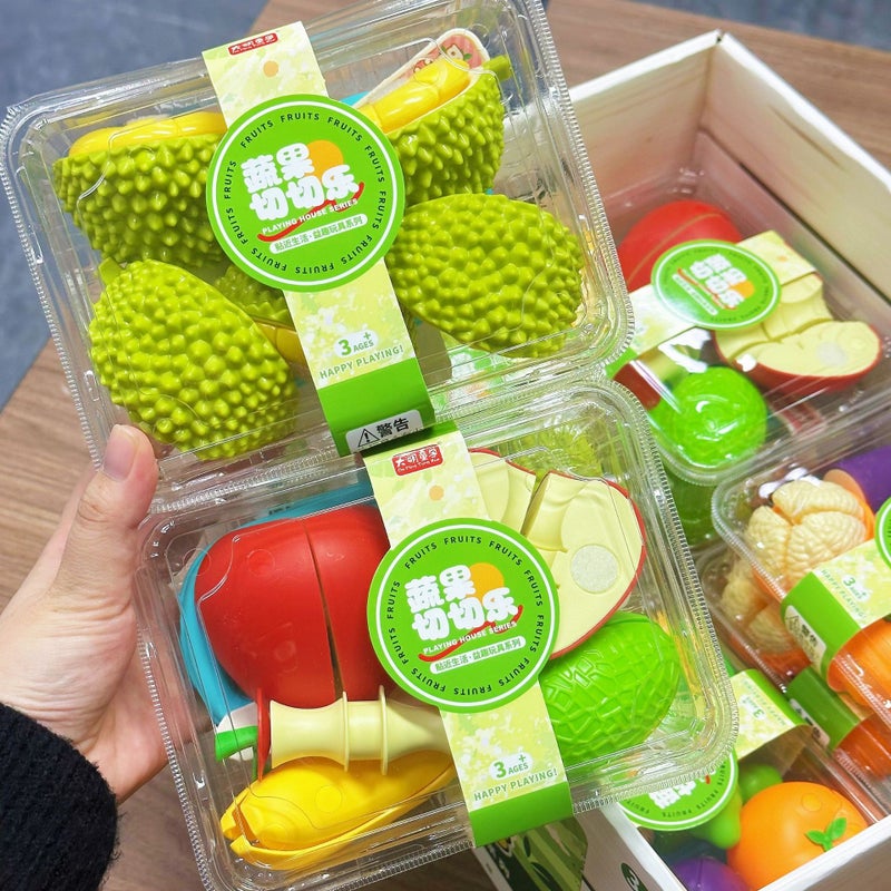 Kids Fruit Vegetable Peeling Cutting Toy Set - Pretend Play Kitchen Food (12 pcs) - Image 4